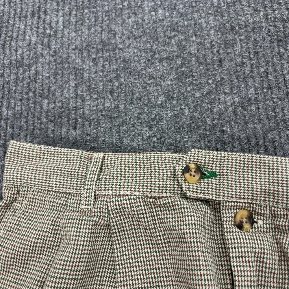 Vintage Tommy Hilfiger Pants Mens 33 Brown Cotton Houndstooth Pleated Chino